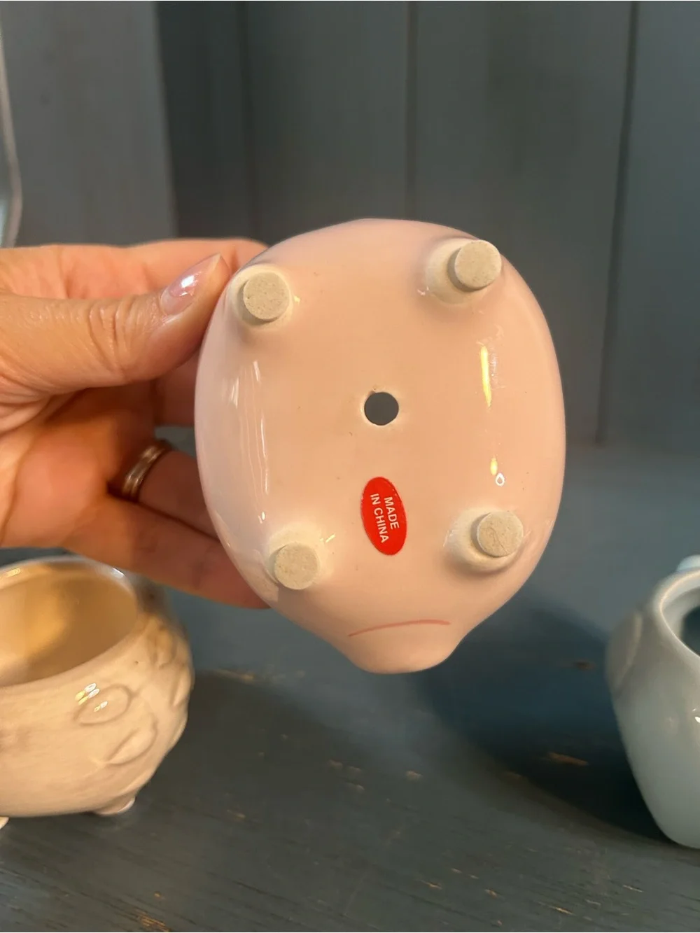 Pastel Animal Ceramic Mini Planter Set - Pink Pig, Yellow Hedgehog, & Blue Elep